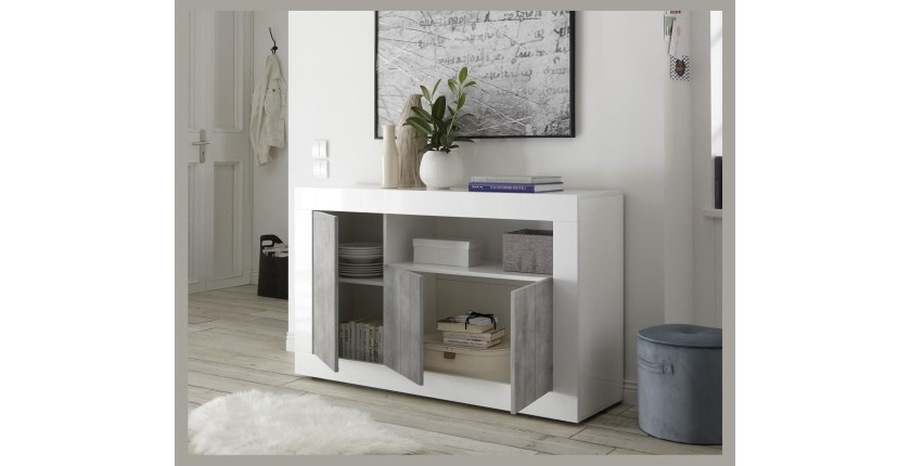 Buffet 3 portes, collection URBAN, coloris gris foncé, parfait pour votre salon