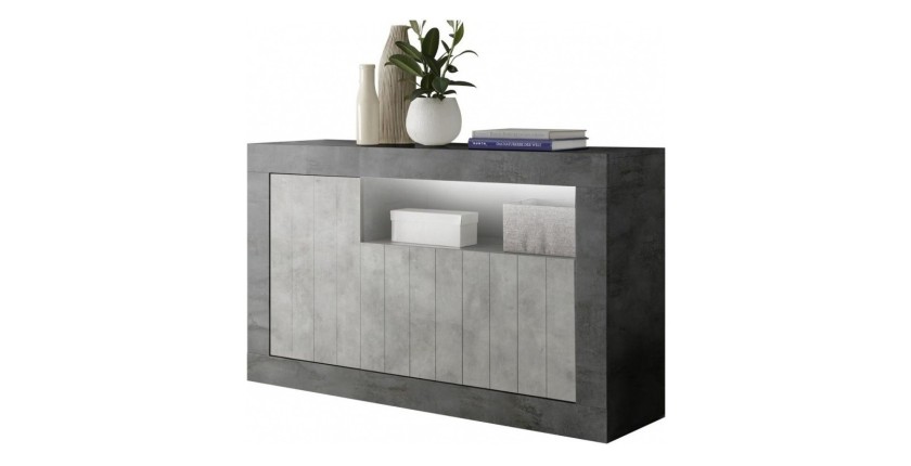Buffet 3 portes, collection URBAN, coloris gris foncé, parfait pour votre salon