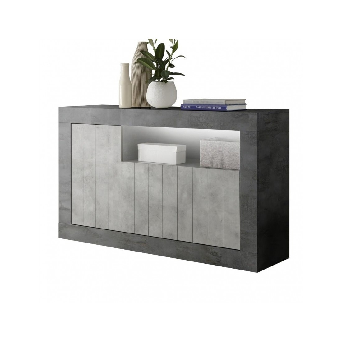 Buffet 3 portes, collection URBAN, coloris gris foncé, parfait pour votre salon