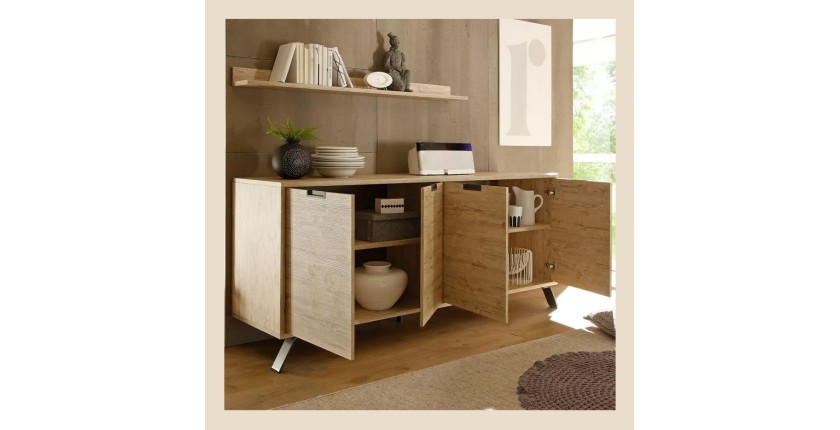 Buffet de 4 puertas, colección SHOW, color roble claro