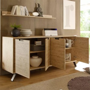 Buffet de 4 puertas, colección SHOW, color roble claro