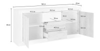 Buffet 2 portes battantes 2 tiroirs en bois, coloris gris foncé, collection URBAN