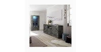 Buffet 2 portes battantes 2 tiroirs en bois, coloris gris foncé, collection URBAN