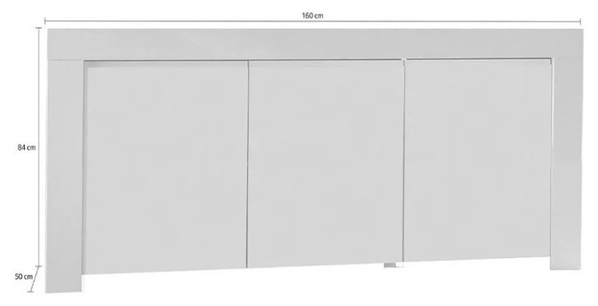 Buffet 3 portes, collection FOLOMI, coloris blanc laqué brillant