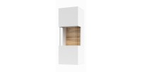 Petite vitrine suspendue 1 porte partiellement vitrée collection EVA. Couleur blanc et chêne.