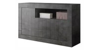 Buffet 3 portes battantes en bois, coloris gris foncé, collection URBAN