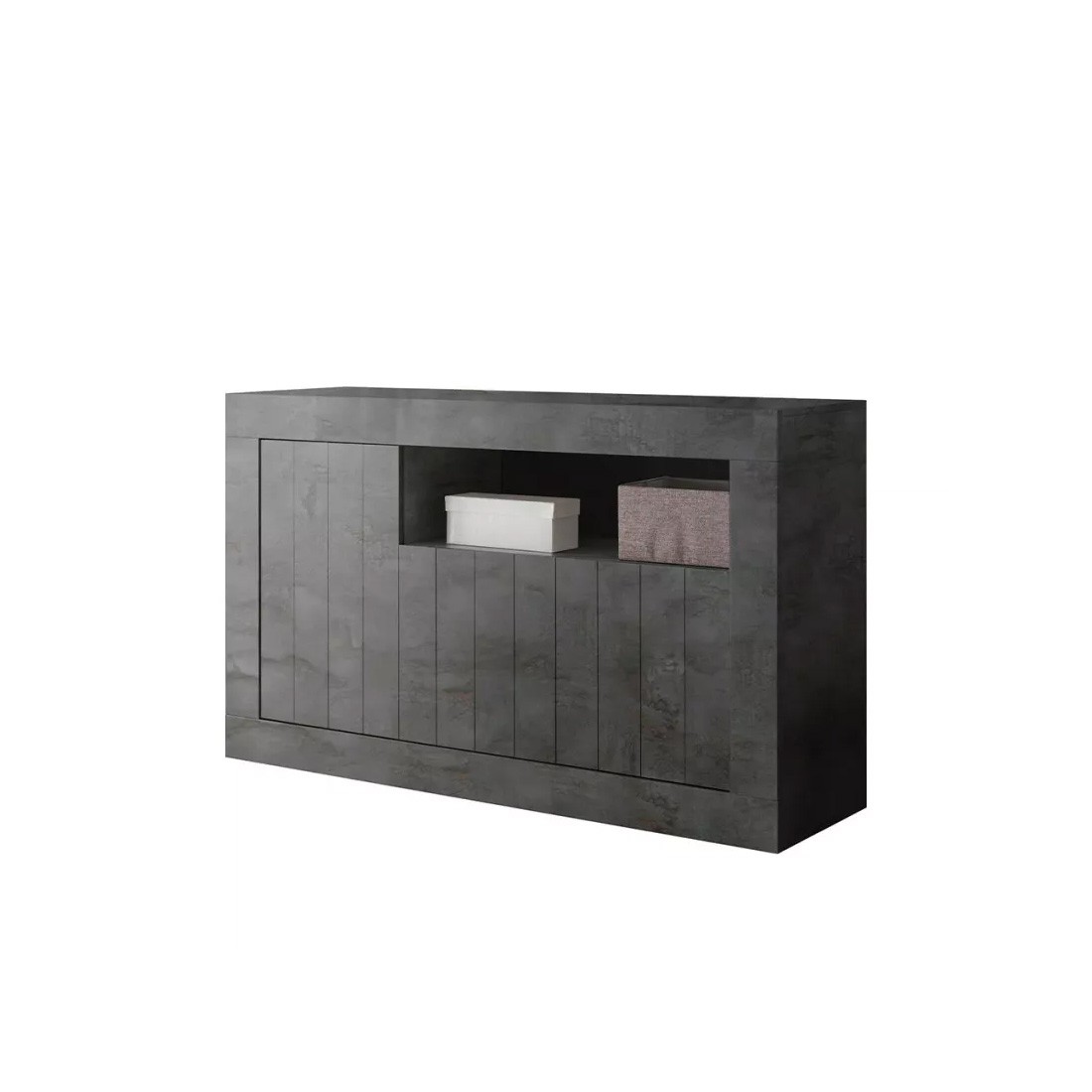 Buffet 3 portes battantes en bois, coloris gris foncé, collection URBAN