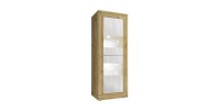 Vitrine design 2 portes collection ACCESS. Coloris blanc et chêne clair