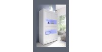 Vitrine 4 portes en verre sans éclairage, collection CISA, coloris blanc laqué brillant