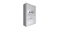 Vitrine 4 portes en verre sans éclairage, collection CISA, coloris blanc laqué brillant