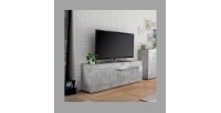 Meuble TV 3 portes battantes en bois, coloris béton, collection URBAN