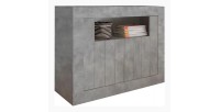 Buffet 2 portes battantes en bois, couleur béton, collection URBAN