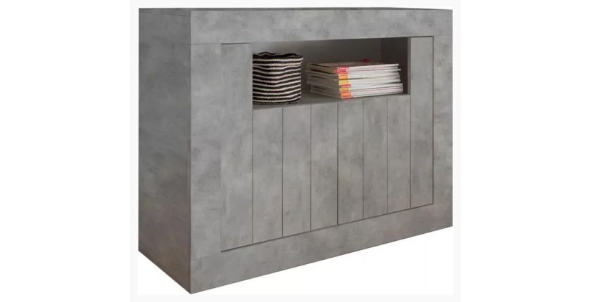 Buffet 2 portes battantes en bois, couleur béton, collection URBAN