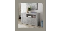 Buffet 3 portes battantes en bois, coloris béton, collection URBAN