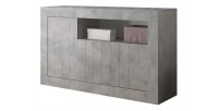Buffet 3 portes battantes en bois, coloris béton, collection URBAN