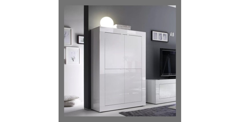 Buffetkast met 4 deuren ISORA - Glanzend wit gelakt - Modern en functioneel design