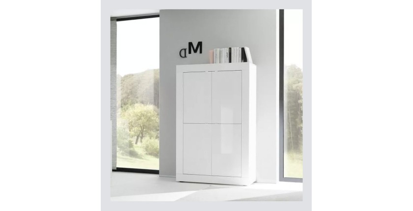 Vaisselier 4 portes CISA – Blanc laqué brillant – Design moderne et fonctionnel