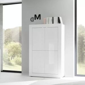 Vaisselier 4 portes CISA – Blanc laqué brillant – Design moderne et fonctionnel