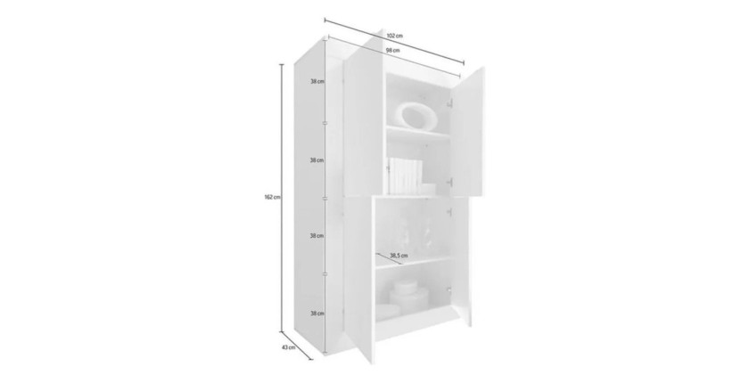 Vaisselier 4 portes CISA – Blanc laqué brillant – Design moderne et fonctionnel