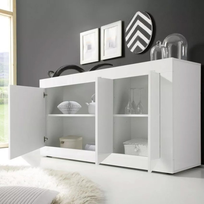 Buffet 3 ante, collezione ISORA, colore bianco lucido lacato