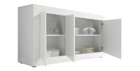 Buffet 3 portes, collection ISORA, coloris blanc laqué brillant