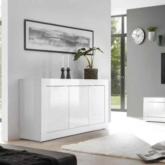 Buffet 3 ante, collezione ISORA, colore bianco lucido lacato