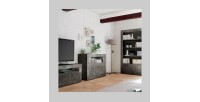 Buffet 2 portes battantes en bois, couleur gris foncé, collection URBAN