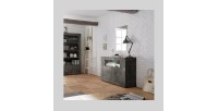 Buffet 2 portes battantes en bois, couleur gris foncé, collection URBAN