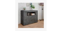 Buffet 2 portes battantes en bois, couleur gris foncé, collection URBAN