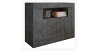 Buffet 2 portes battantes en bois, couleur gris foncé, collection URBAN