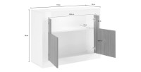 Buffet 2 portes battantes en bois, couleur gris foncé, collection URBAN