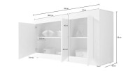 Buffet 3 portes, collection CISA, coloris blanc et gris effet béton, idéal pour votre salon ou salle à manger