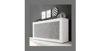 Buffet 3 portes, collection CISA, coloris blanc et gris effet béton, idéal pour votre salon ou salle à manger