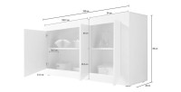 Aparador de 3 puertas, colección CISA, en colores blanco y roble claro, ideal para su salón o comedor.