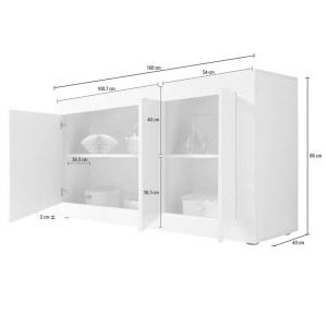 Aparador de 3 puertas, colección CISA, en colores blanco y roble claro, ideal para su salón o comedor.