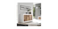 Aparador de 3 puertas, colección CISA, en colores blanco y roble claro, ideal para su salón o comedor.