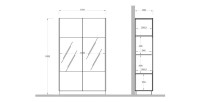 Vitrine design 2 portes, collection DOMI, gris anthracite/chêne foncé