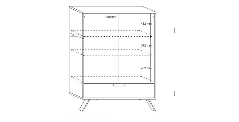 Vetrina SHOW – 2 porte in vetro e 1 cassetto – Color quercia chiara – Design moderno
