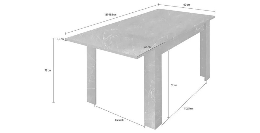 Table extensible, collection COLOMARMO, coloris noir effet marbre, idéal pour une salle à manger moderne et tendance