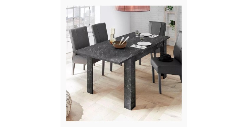Table extensible, collection COLOMARMO, coloris noir effet marbre, idéal pour une salle à manger moderne et tendance
