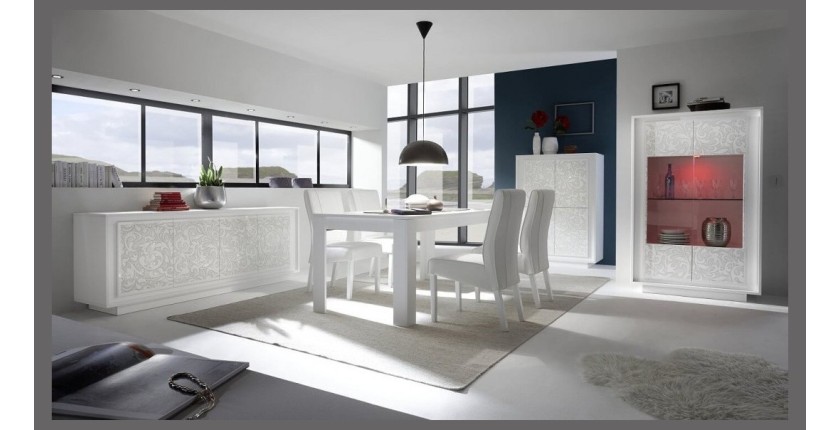 Table 180x90, Collection FALL, couleur blanc laqué mat