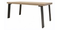 Table 168x88cm avec pieds en métal, Collection SHOW, coloris chêne clair