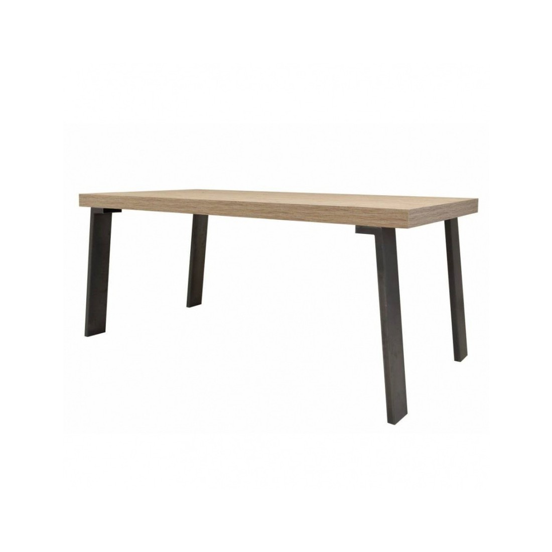 Table 168x88cm avec pieds en métal, Collection SHOW, coloris chêne clair