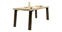 Table 168x88cm avec pieds en métal, Collection SHOW, coloris chêne clair