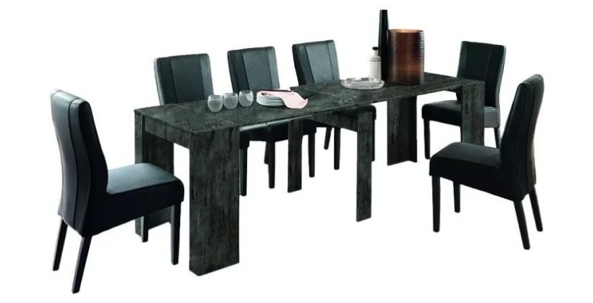 Console extensible, Collection NOSOL, couleur gris effet marbre brillant, dimensions 54x78cm