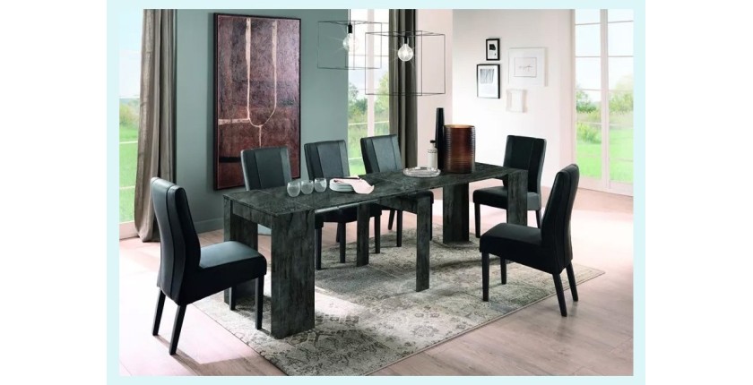 Console extensible, Collection NOSOL, couleur gris effet marbre brillant, dimensions 54x78cm