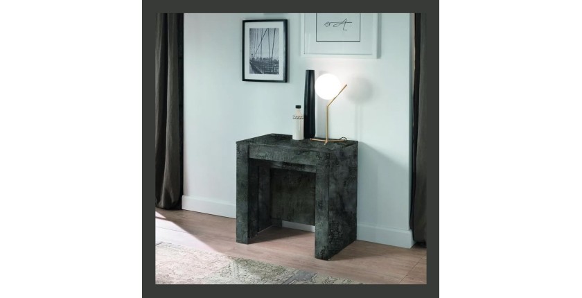 Console extensible, Collection NOSOL, couleur gris effet marbre brillant, dimensions 54x78cm
