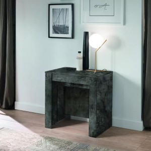 Console extensible, Collection NOSOL, couleur gris effet marbre brillant, dimensions 54x78cm