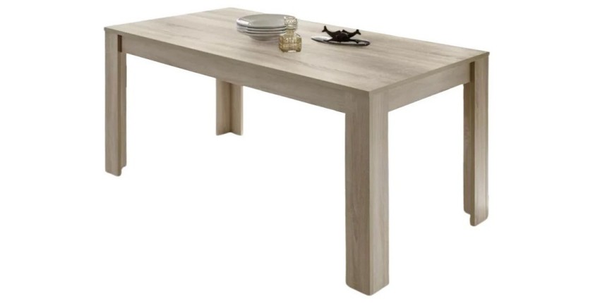 Table 137x90cm avec pieds en bois, Collection SHOW, coloris chêne clair