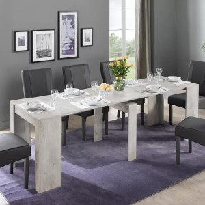 Console extensible, Collection NOSOL, couleur blanc effet bois, dimensions 54x78cm